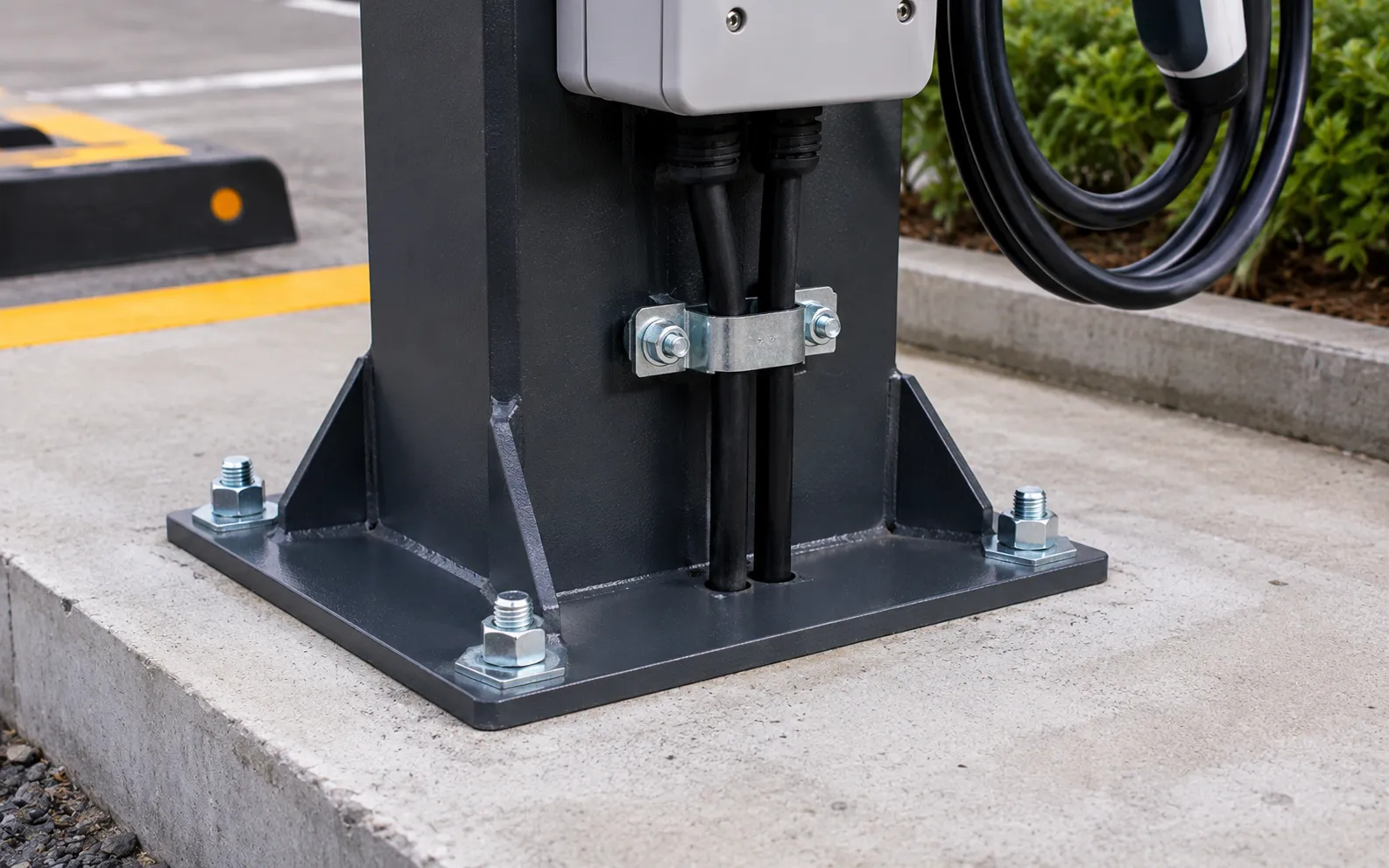 Bodenmontage zur Sicherung und
Organisation der EV-Infrastruktur
